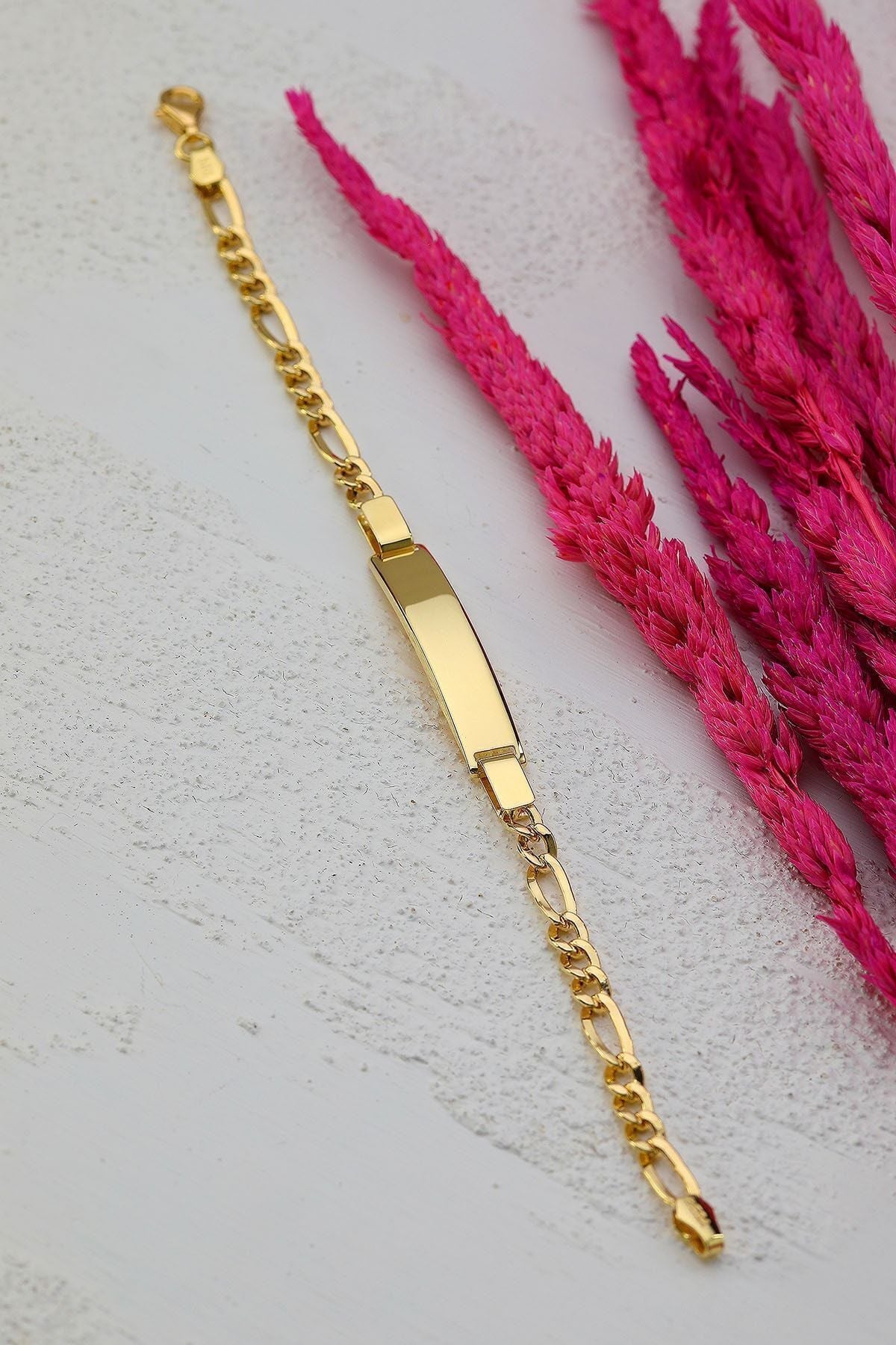 Çocuk Altın Künye Bileklik 14 Ayar