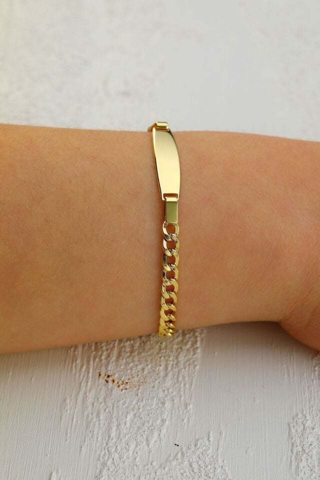 Çocuk 14 Ayar Altın Künye Bileklik