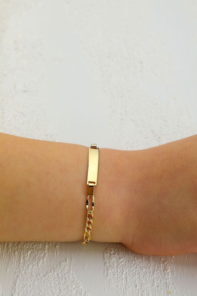 Çocuk 14 Ayar Altın Künye Bileklik