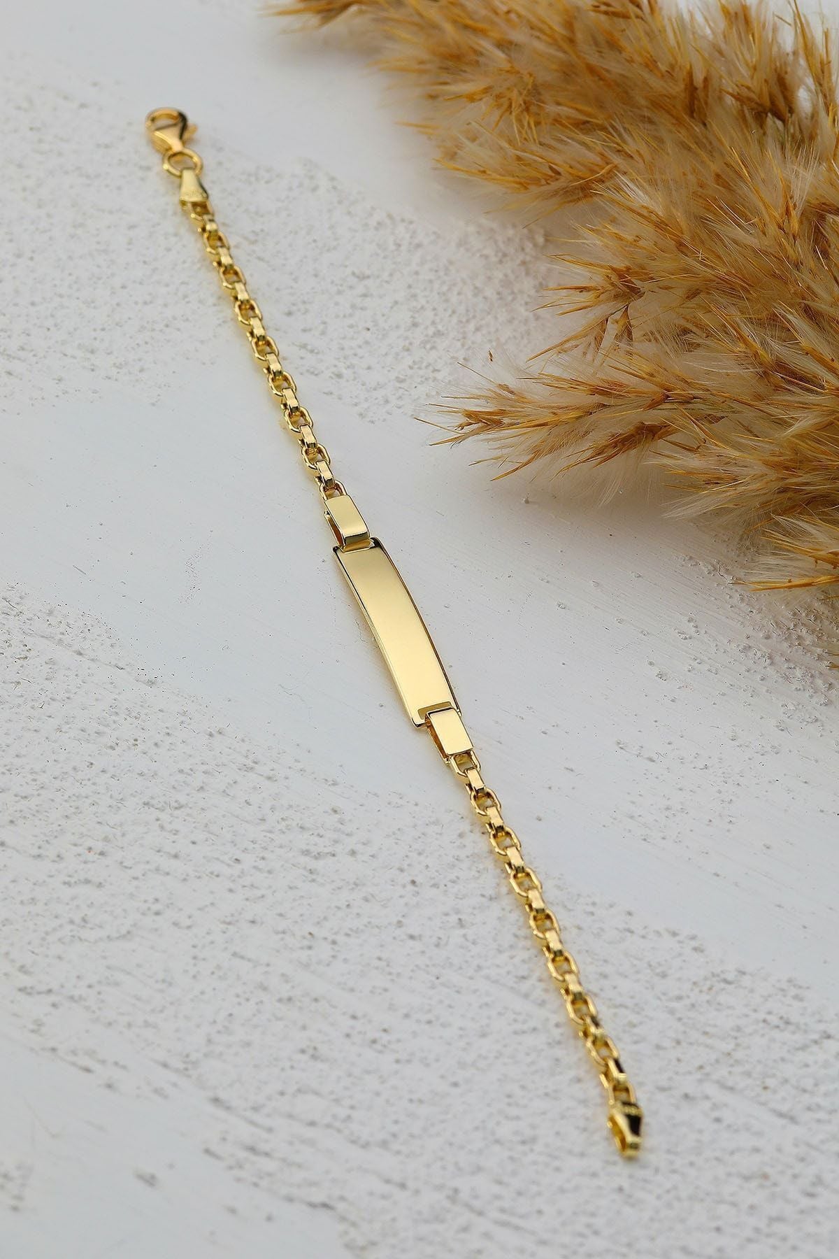 Çocuk 14 Ayar Altın Künye Bileklik