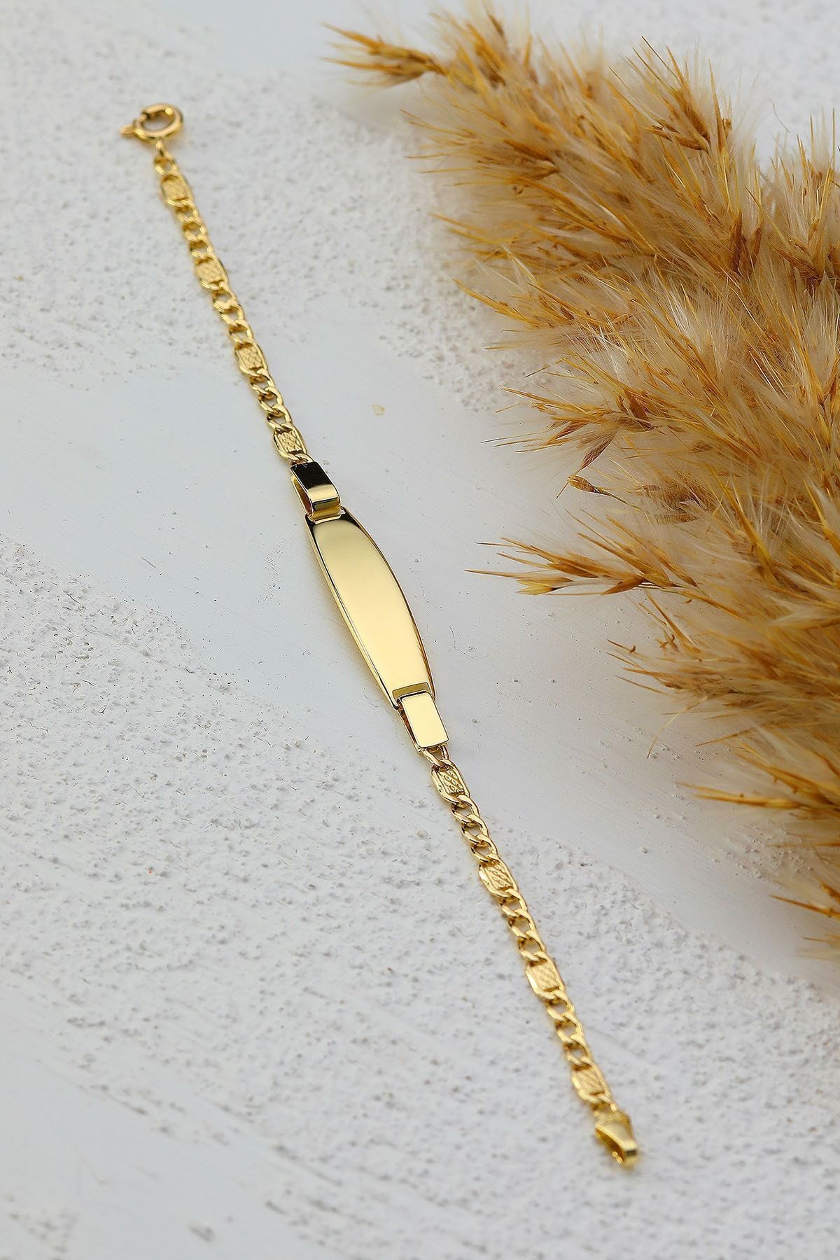 Çocuk 14 Ayar Altın Künye Bileklik