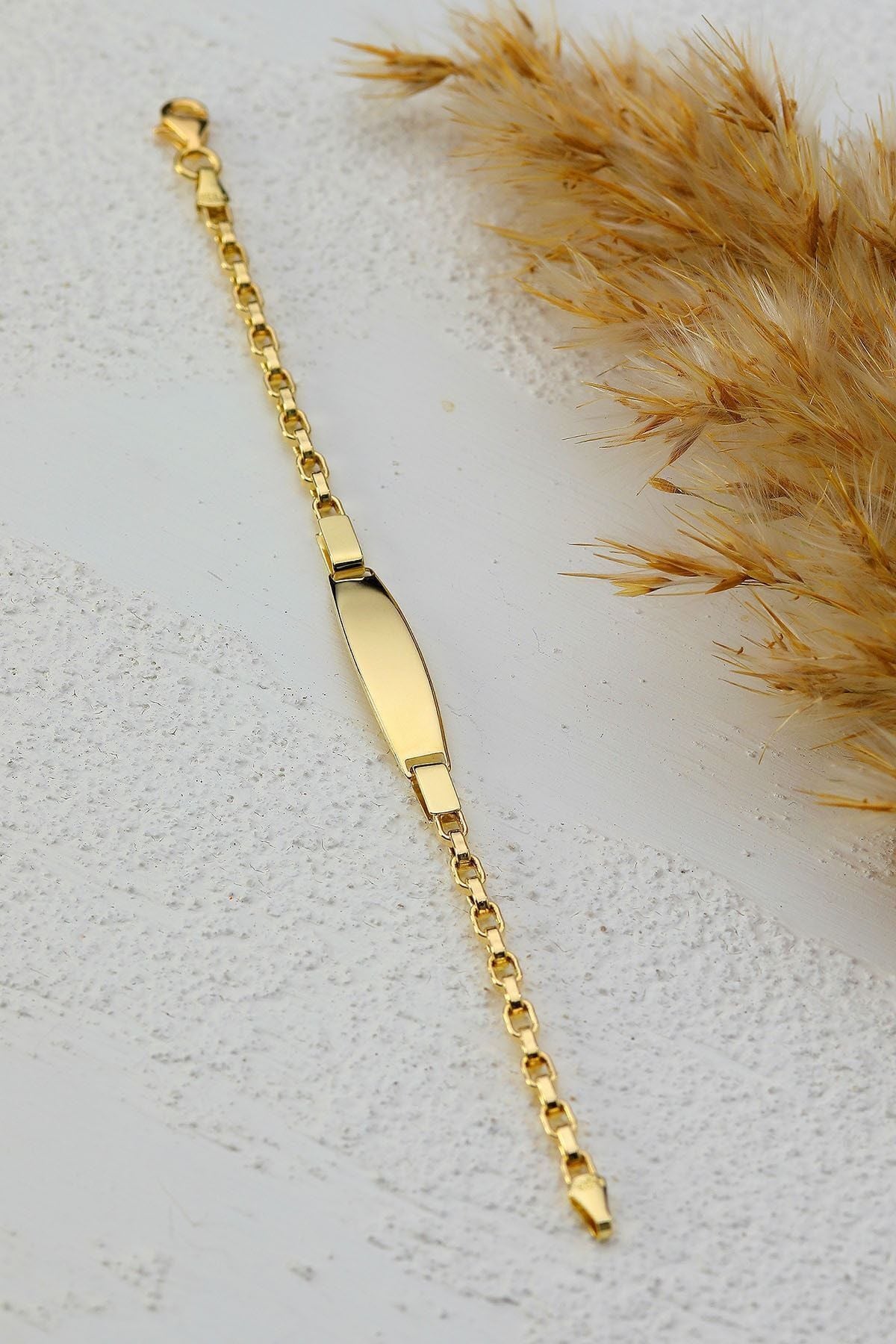 Çocuk Altın Künye Bileklik 14 Ayar