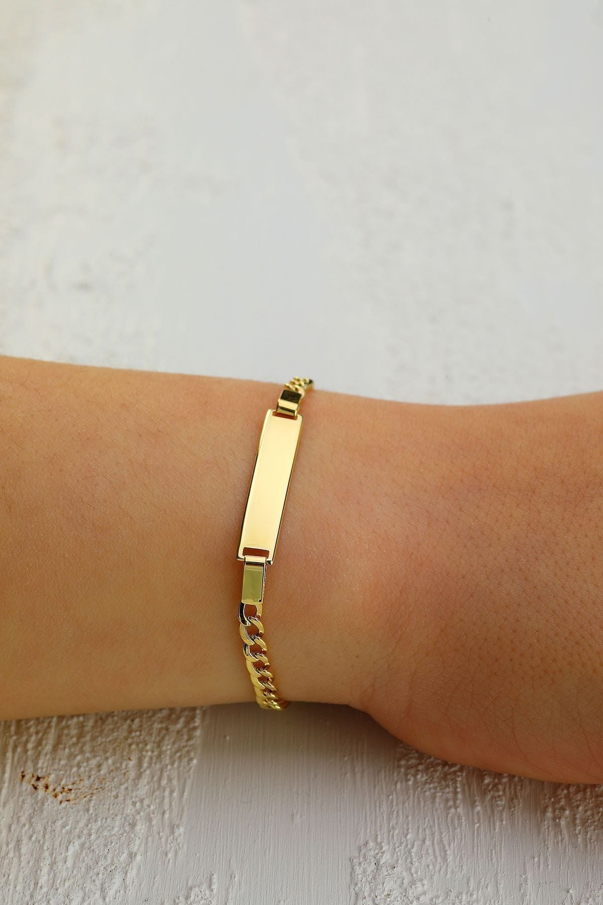 Çocuk 14 Ayar Altın Künye Bileklik