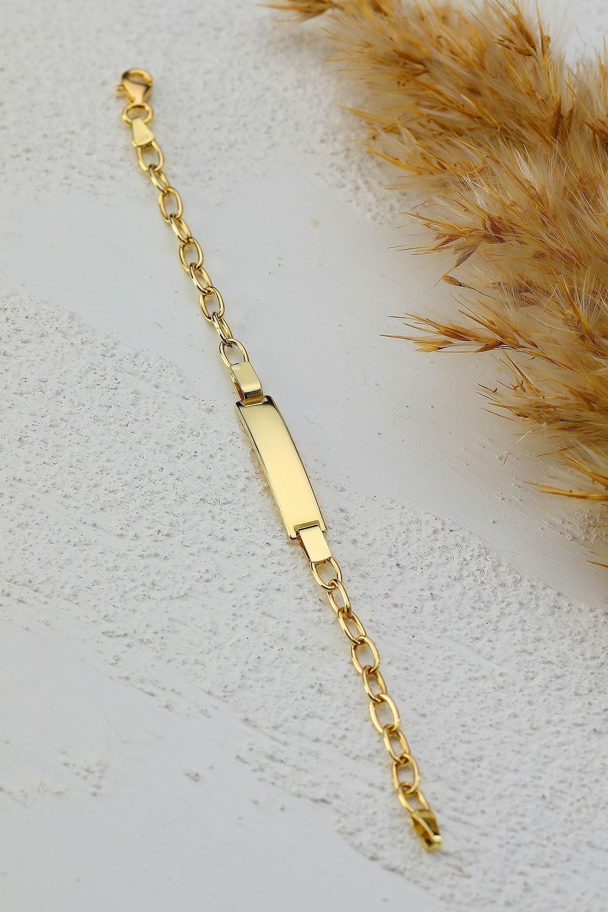 Çocuk 14 Ayar Altın Künye Bileklik