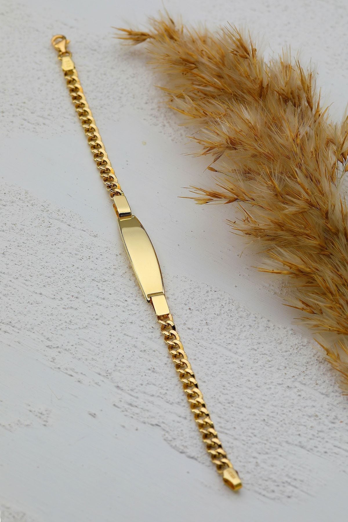 Unisex Çocuk Altın Künye 14 Ayar Bileklik