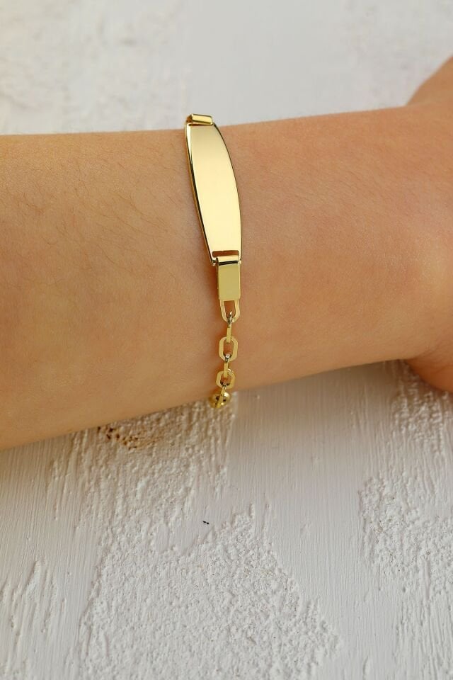 Çocuk 14 Ayar Altın Künye Bileklik