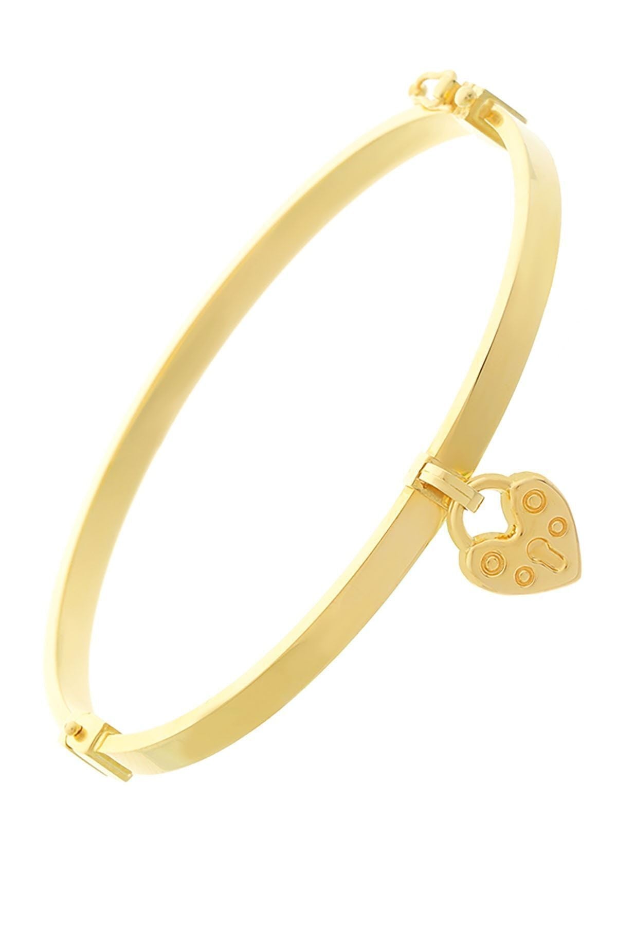 Kadın 14 Ayar Altın Sallantılı Kalpli Gülistan Kelepçe