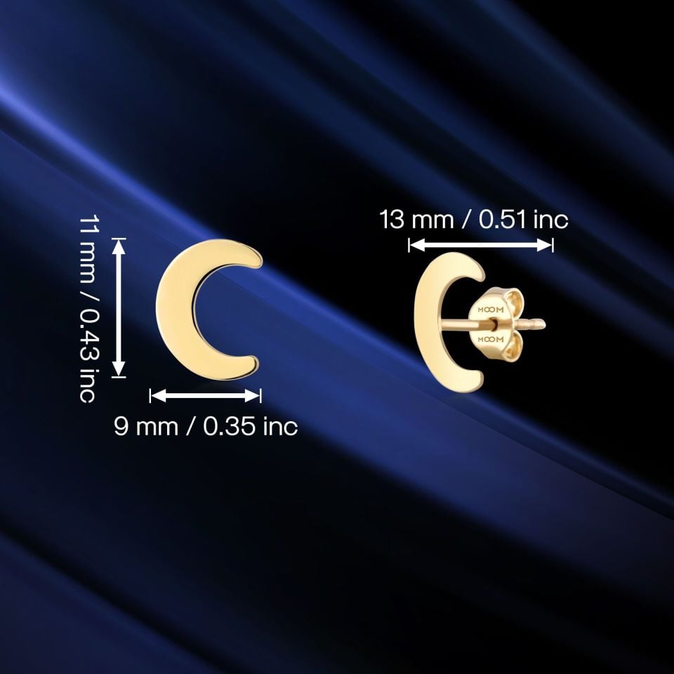Moom Mücevherat 14 Ayar Altın Hilal Yarım Ay Küpe
