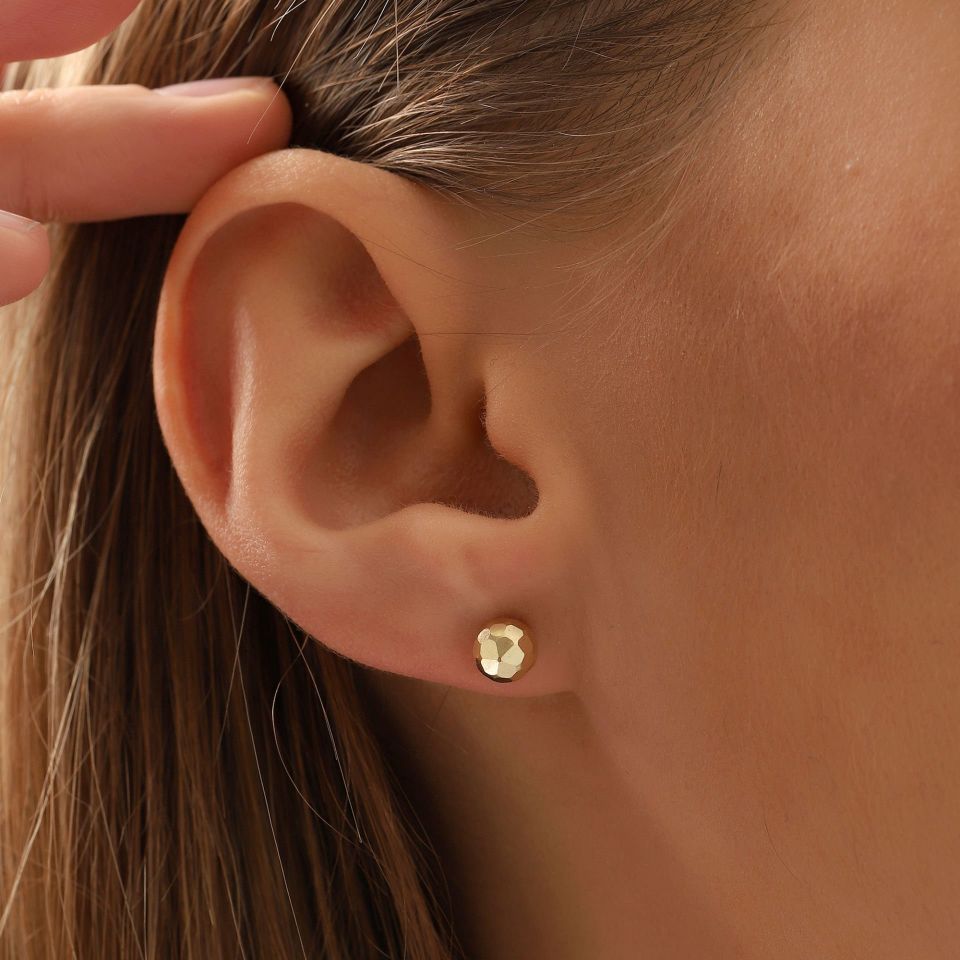 Moom Mücevherat 14 Ayar Altın Top Şekilli Saplama Küpe