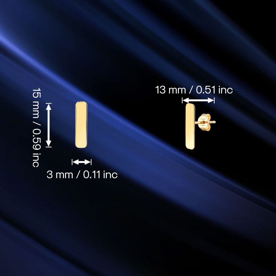 Moom Mücevherat 14 Ayar Altın Bar Saplama Küpe