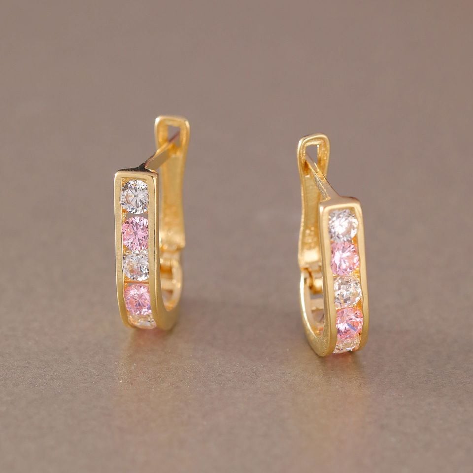 Moom Mücevherat 14 Ayar Altın Pembe Küpe