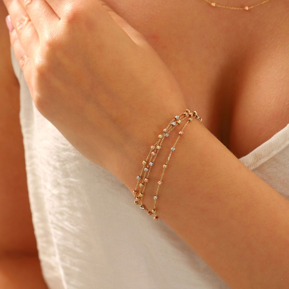 Moom Mücevherat 14 Ayar Renkli Toplar 17 cm Bileklik Model4