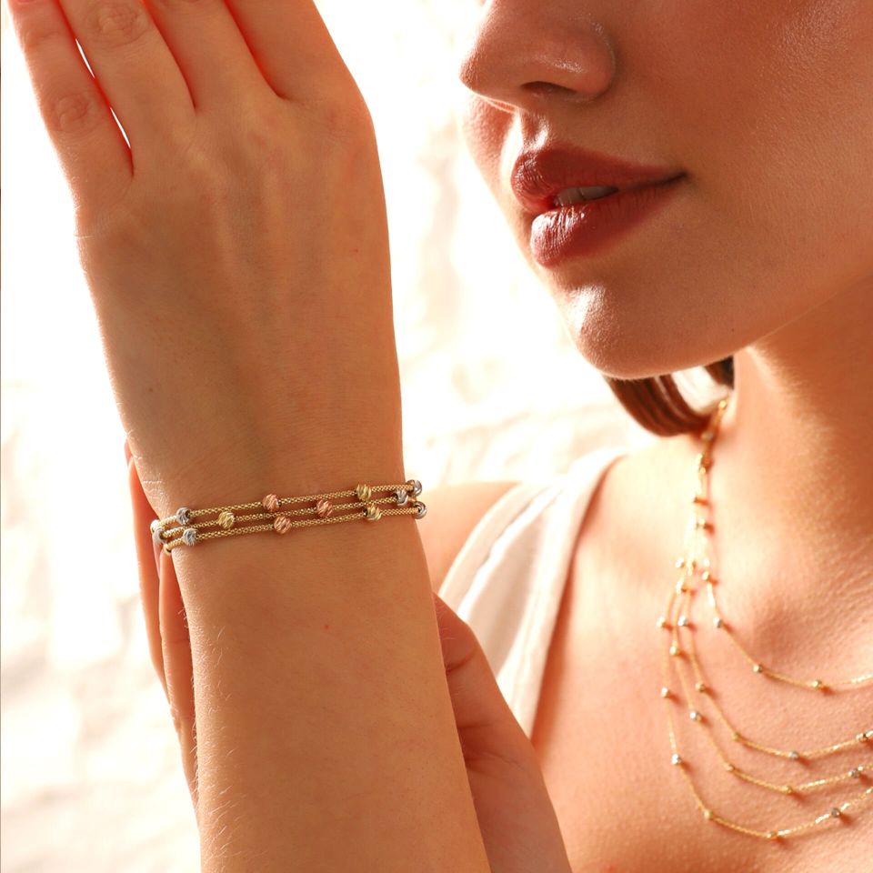 Moom Mücevherat 14 Ayar Renkli Toplar 17 cm Bileklik Model7