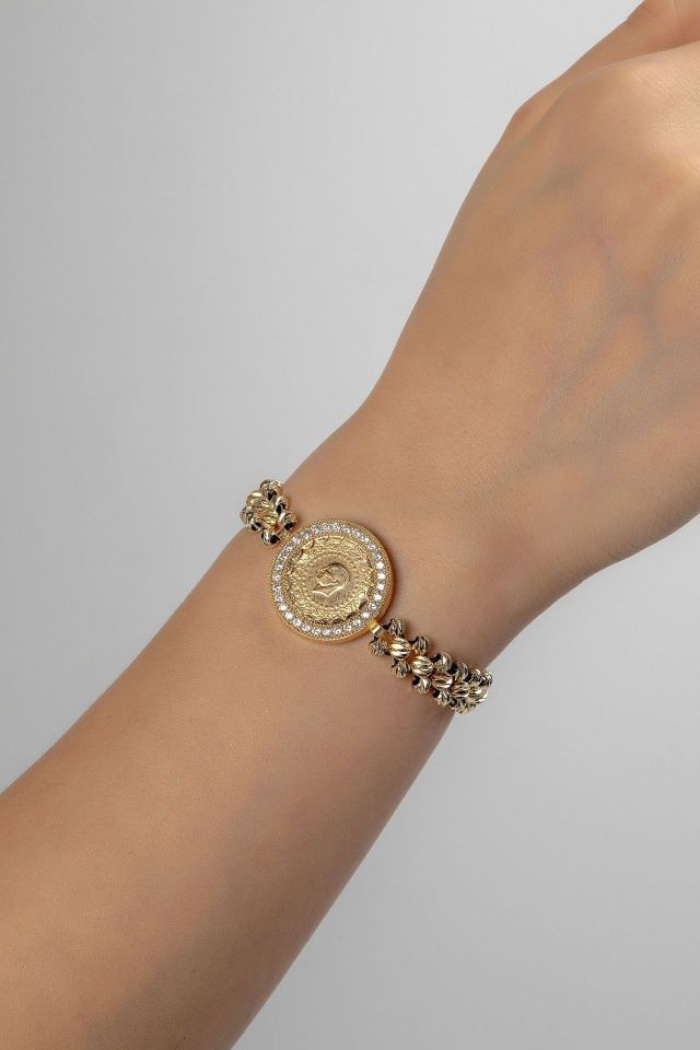 Moom Mücevherat Kadın Yeni Tarihli 22 Ayar Çeyrek Altın Bileklik