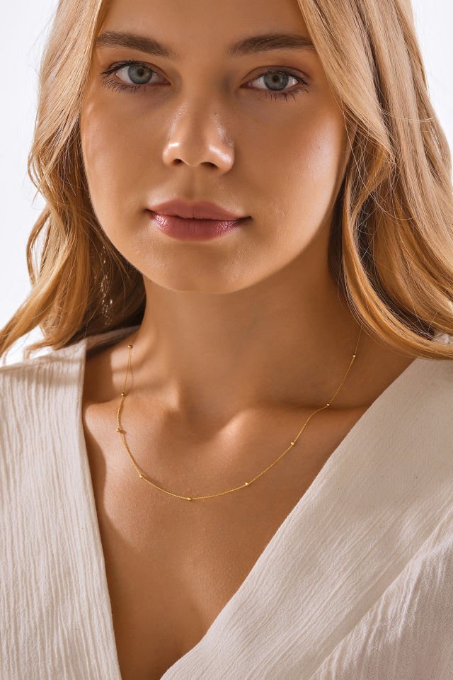 MOOM MÜCEVHERAT 14 Ayar Altın Parlak Dorika Toplu Forse Zincir Kolye (40cm,45cm,50cm,55cm)