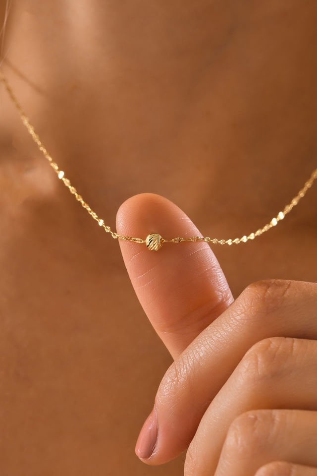 MOOM MÜCEVHERAT 14 Ayar Altın Dorika Toplu Aynalı Zincir Kolye (40cm,45cm,50cm,55cm)