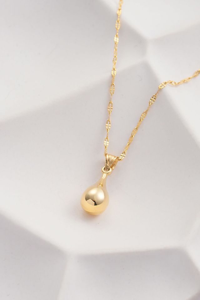 MOOM MÜCEVHERAT 14 Ayar Altın Aynalı Zincir Damla Altın Kolye (40cm,45cm,50cm,55cm)