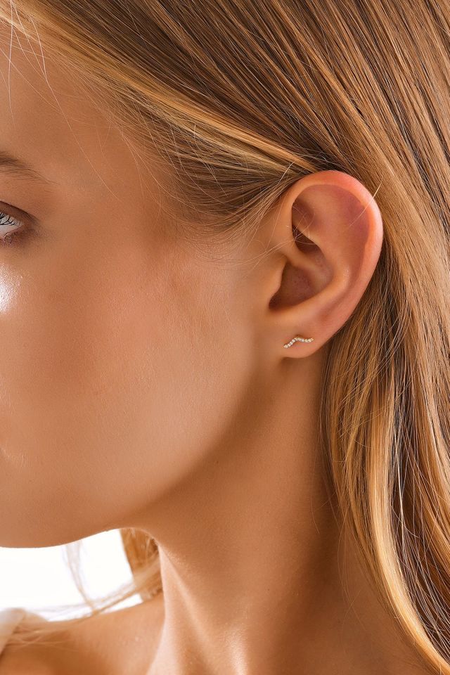 MOOM MÜCEVHERAT 14 Ayar Altın Tragus Küpe Esli Su Yolu Vidalı