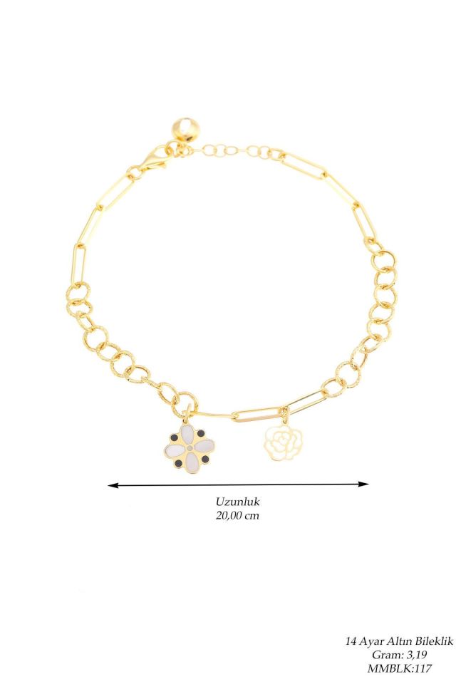 Moom Mücevherat Kadın 14 Ayar Altın İtalyan Şans Bilekliği