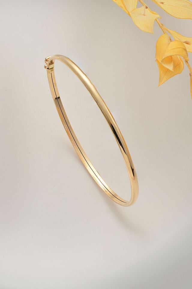 MOOM MÜCEVHERAT 14 Ayar Altın Bombeli Düz Kelepçe Bilezik