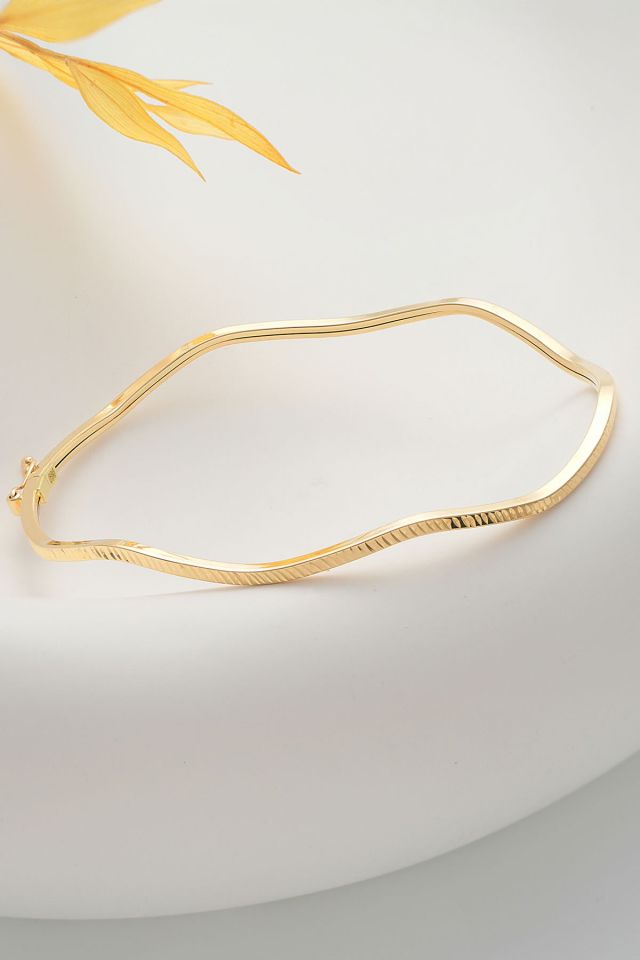 14 Ayar Altın Esli Model Kalemli Kelepçe Bilezik