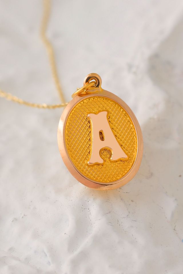 Moom Mücevherat Kadın 14 Ayar Altın Harf Kolye Nostaljik Oval A & Z Harf Altın Kolye Zincirli