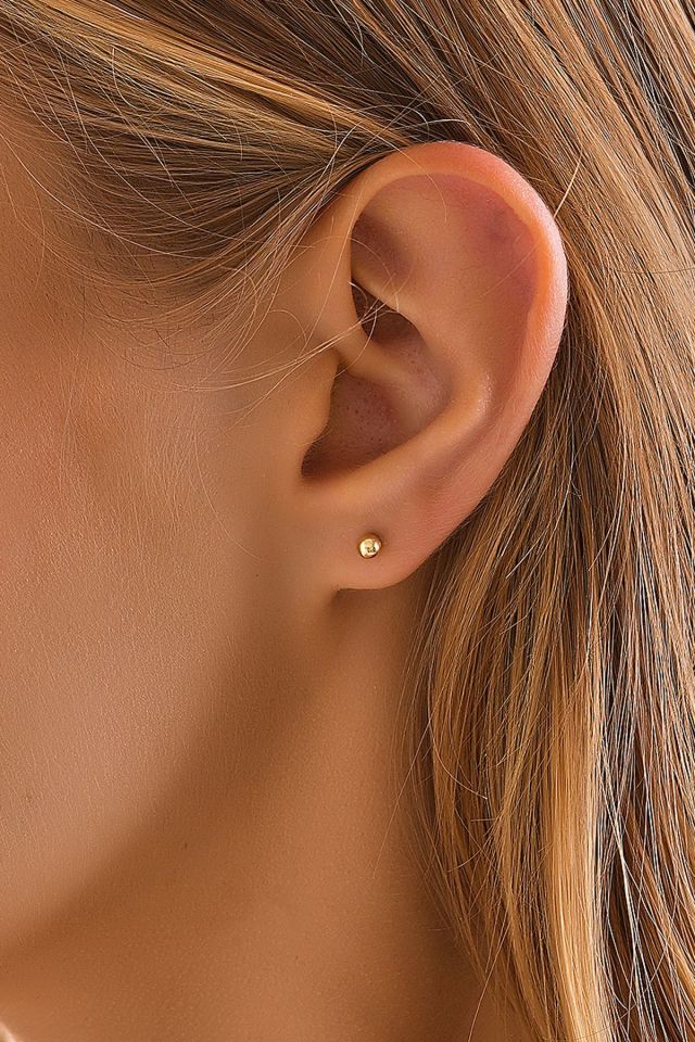 MOOM MÜCEVHERAT 14 Ayar Altın Tragus Küpe Top Vidalı
