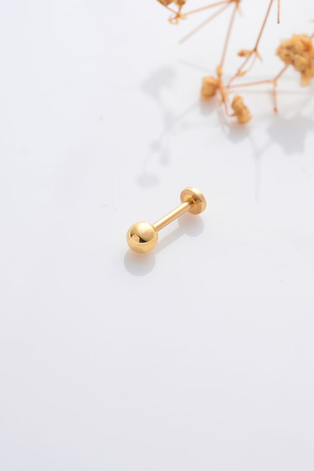 MOOM MÜCEVHERAT 14 Ayar Altın Tragus Küpe Top Vidalı