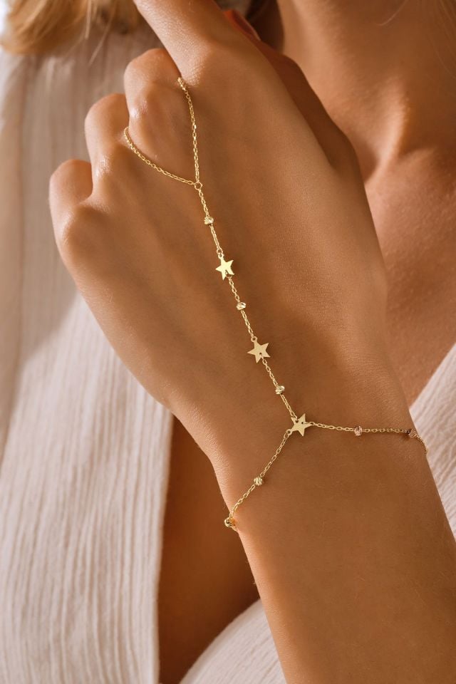 MOOM MÜCEVHERAT 14 Ayar Altın Şahmeran Yıldızlı Dorika Toplu Şahmeran