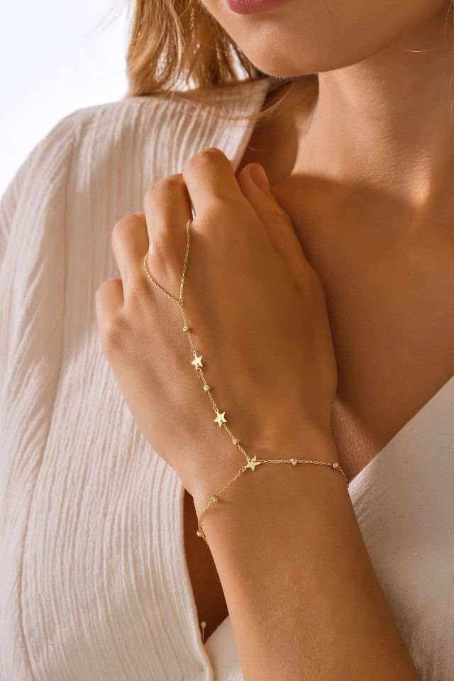 MOOM MÜCEVHERAT 14 Ayar Altın Şahmeran Yıldızlı Dorika Toplu Şahmeran