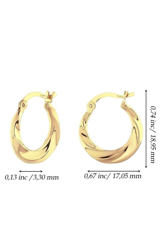 14 Ayar Altın Burgulu Halka Küpe 1.8 Cm