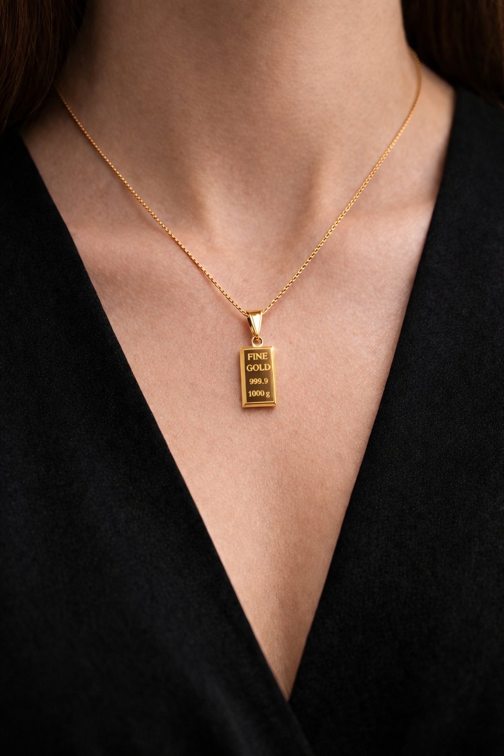 14 Ayar Altın Külçe Kolye