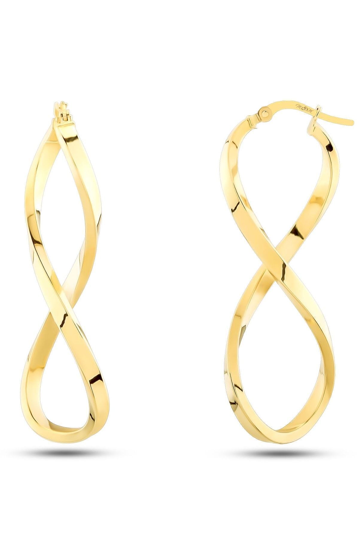 14 Ayar Altın Sonsuzluk Küpe 5.8 Cm