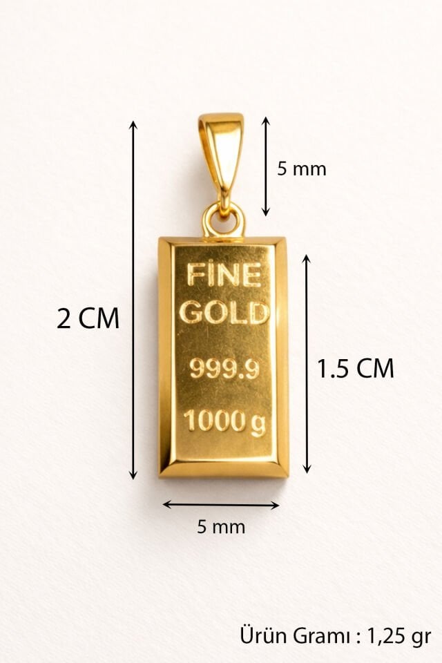 14 Ayar Altın Külçe Kolye Ucu