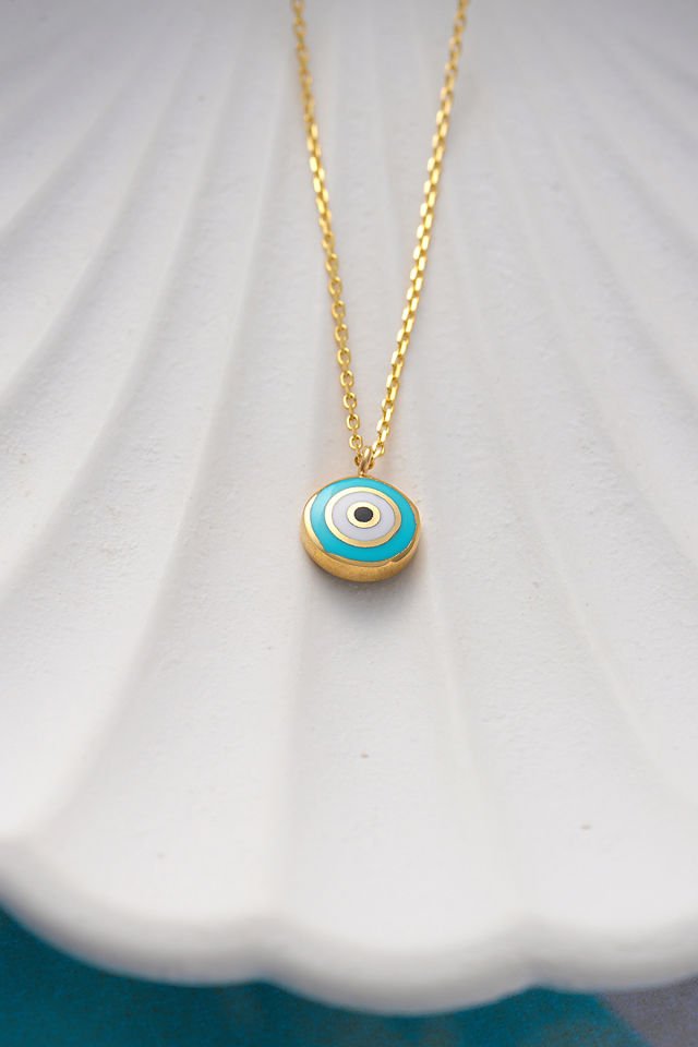 MOOM MÜCEVHERAT 14 Ayar Altın Mineli Nazar Kolye