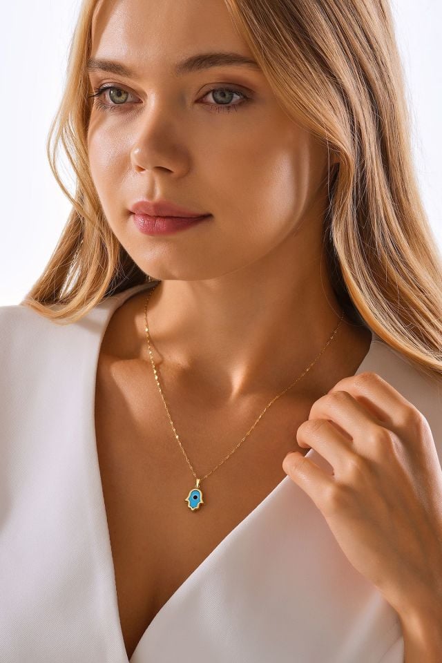 MOOM MÜCEVHERAT 14 Ayar Altın Fatma Ana Kolye