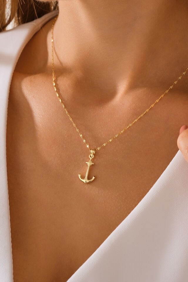 14 Ayar Altın Çapa Kolye Ucu