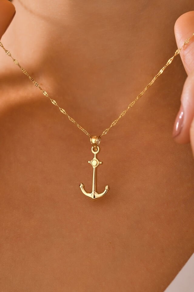 14 Ayar Altın Çapa Kolye Ucu