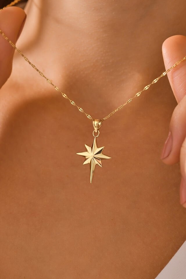 14 Ayar Altın Kutup Yıldızı Kolye Ucu