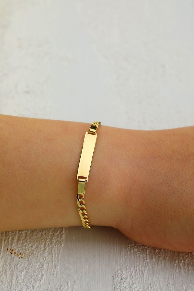 Moom Mücevherat Çocuk 14 Ayar Altın Künye Bileklik