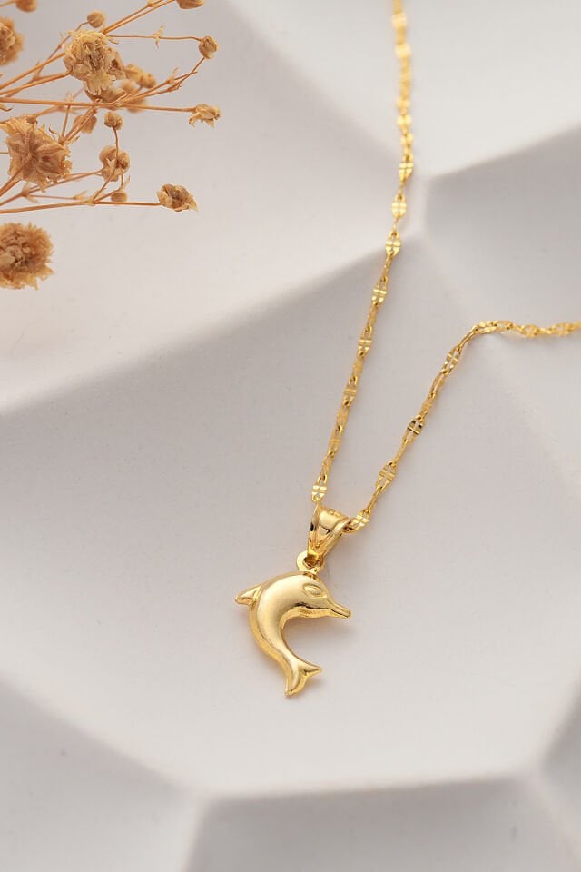 14 Ayar Altın Yunus Balık Kolye Ucu