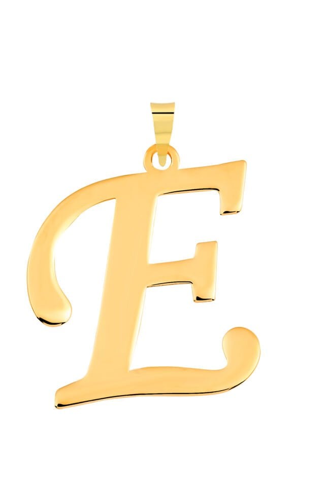 14 Ayar Altın E Harfi Kolye Ucu El İşi Tasarım Harf Zincir Dahil Değildir
