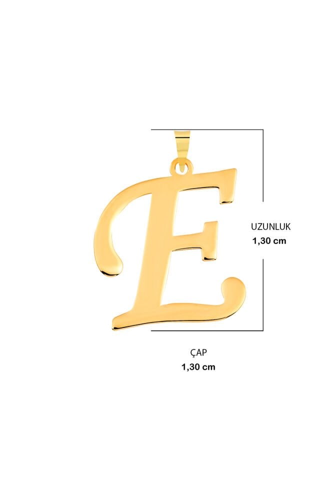 14 Ayar Altın E Harfi Kolye Ucu El İşi Tasarım Harf Zincir Dahil Değildir