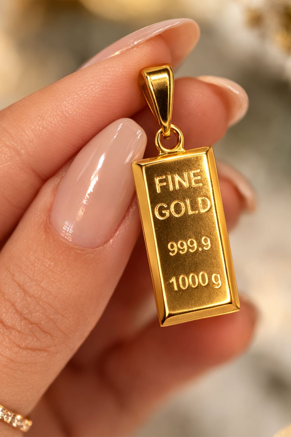 14 Ayar Altın Külçe Kolye Ucu