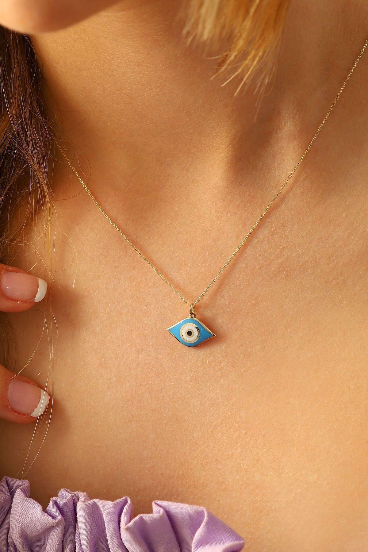 14 Ayar Altın Kolye Mineli Nazar Göz Altın Kolye