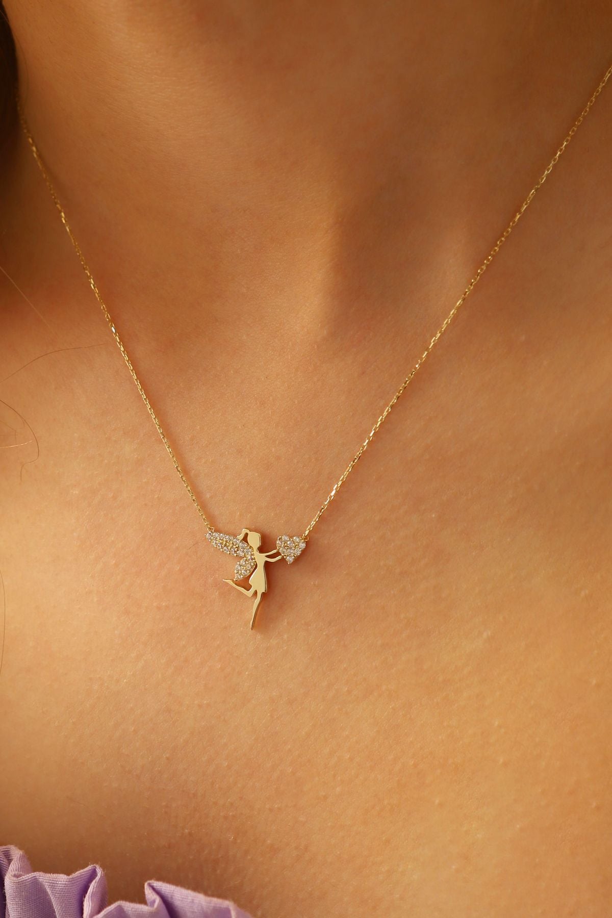 14 Ayar Altın Kolye Su Perisi Kalpli Altın Kolye