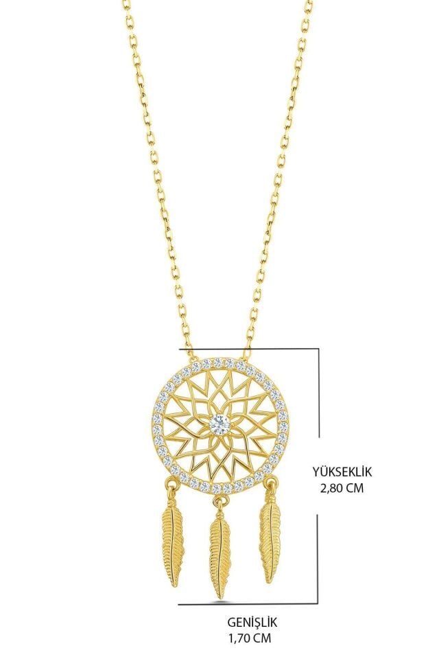 14 Ayar Altın Kolye Kuş Tüyü Sallantılı Altın Kolye