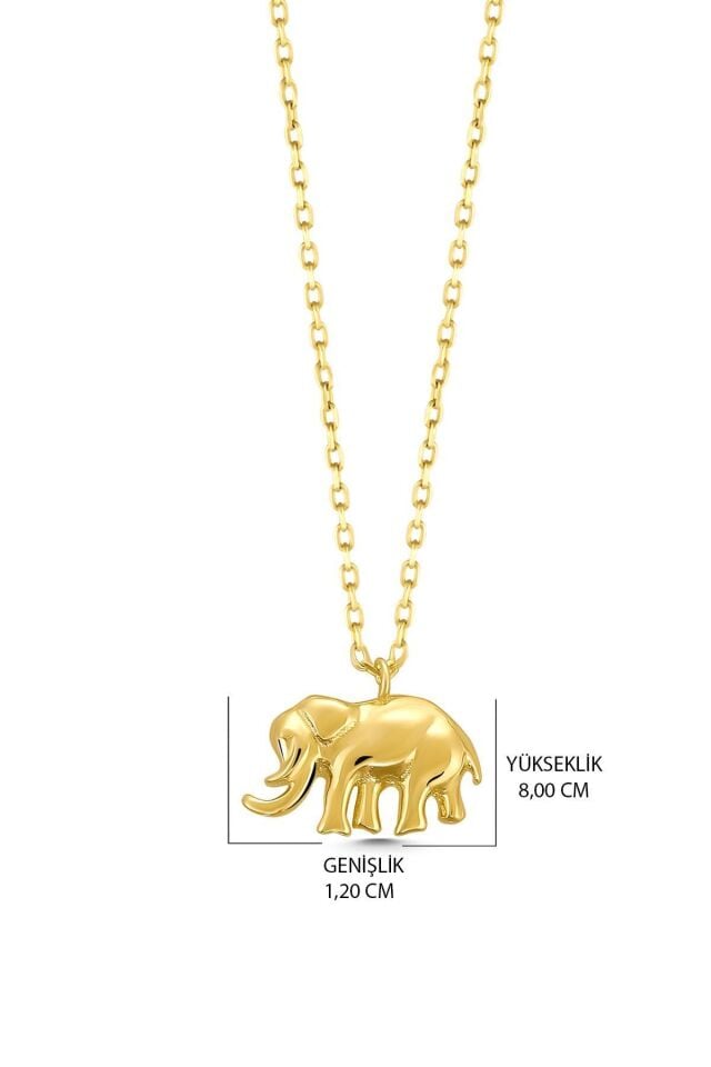 14 Ayar Altın Kolye Minimal Fil Altın Kolye