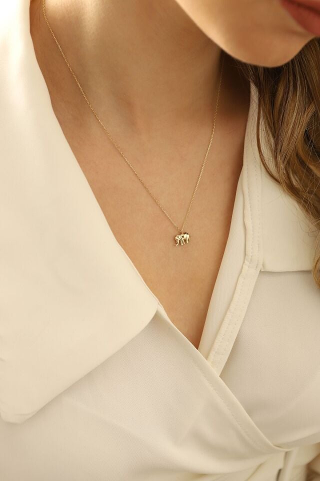 14 Ayar Altın Kolye Minimal Fil Altın Kolye