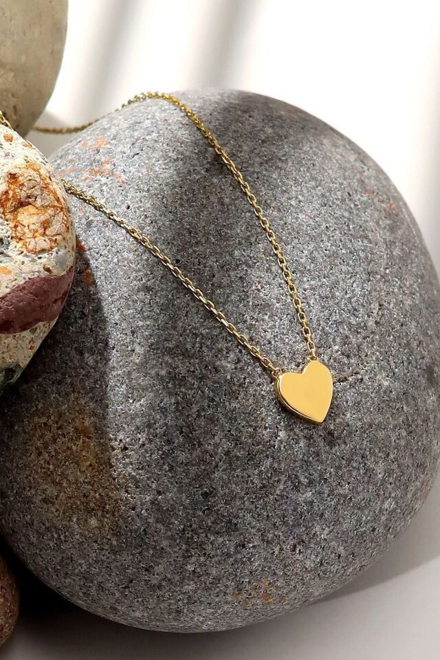 14 Ayar Altın Kolye Minimal Kalpli Altın Kolye